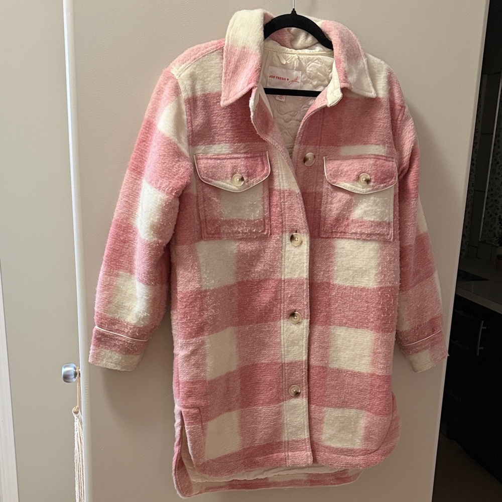 Joe Fresh Pink and White Plaid Jacket